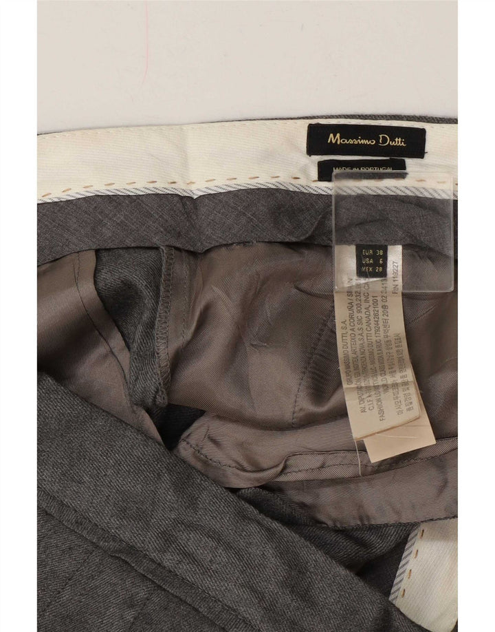 Massimo Dutti Damen Slim Anzughose EU 38 Small W28 L28 Graue Wolle