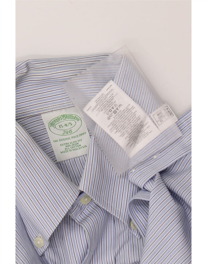Brooks Brothers Herren 346 Hemd Größe 15 mittelblau gestreift aus Baumwolle