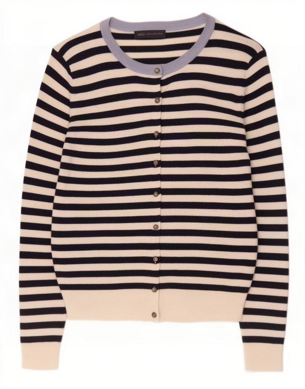 Marks & Spencer Damen-Cardigan-Pullover UK 16 Große blau gestreifte Viskose