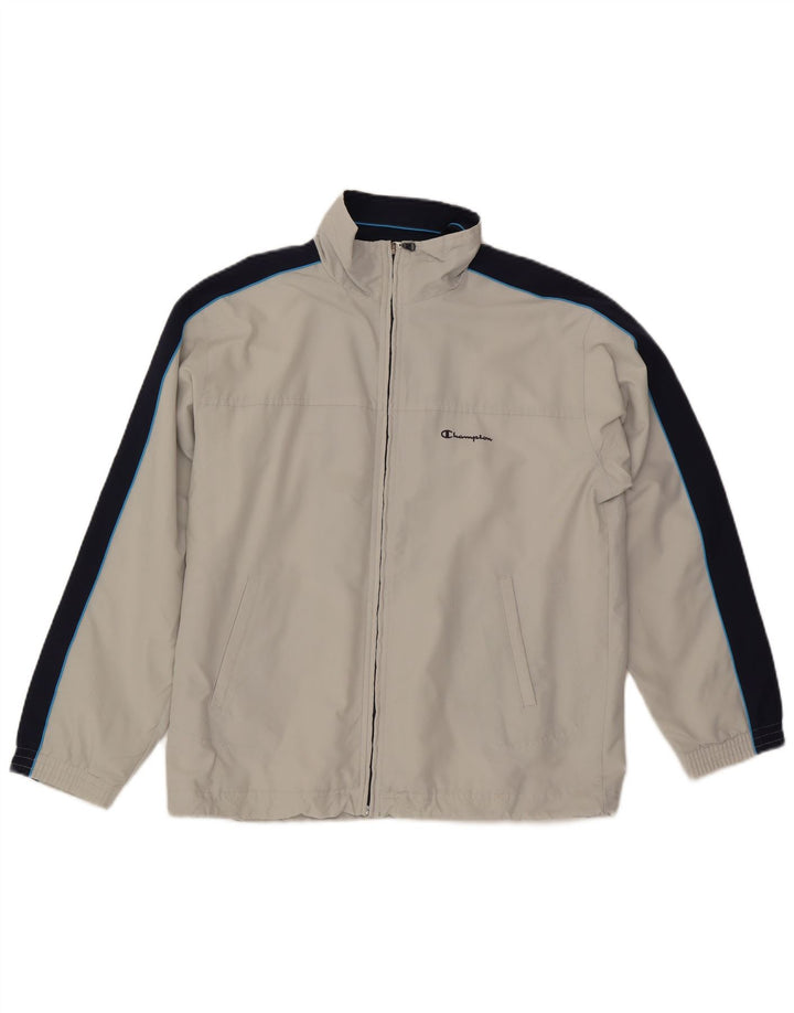 CHAMPION Herren-Trainingsanzug-Oberjacke, mittelweißes Farbblock-Polyester