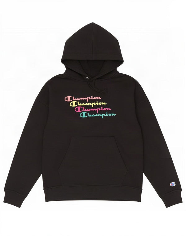 Champion Womens Graphic Hoodie Pullover UK 14 Mittelschwarze Baumwolle