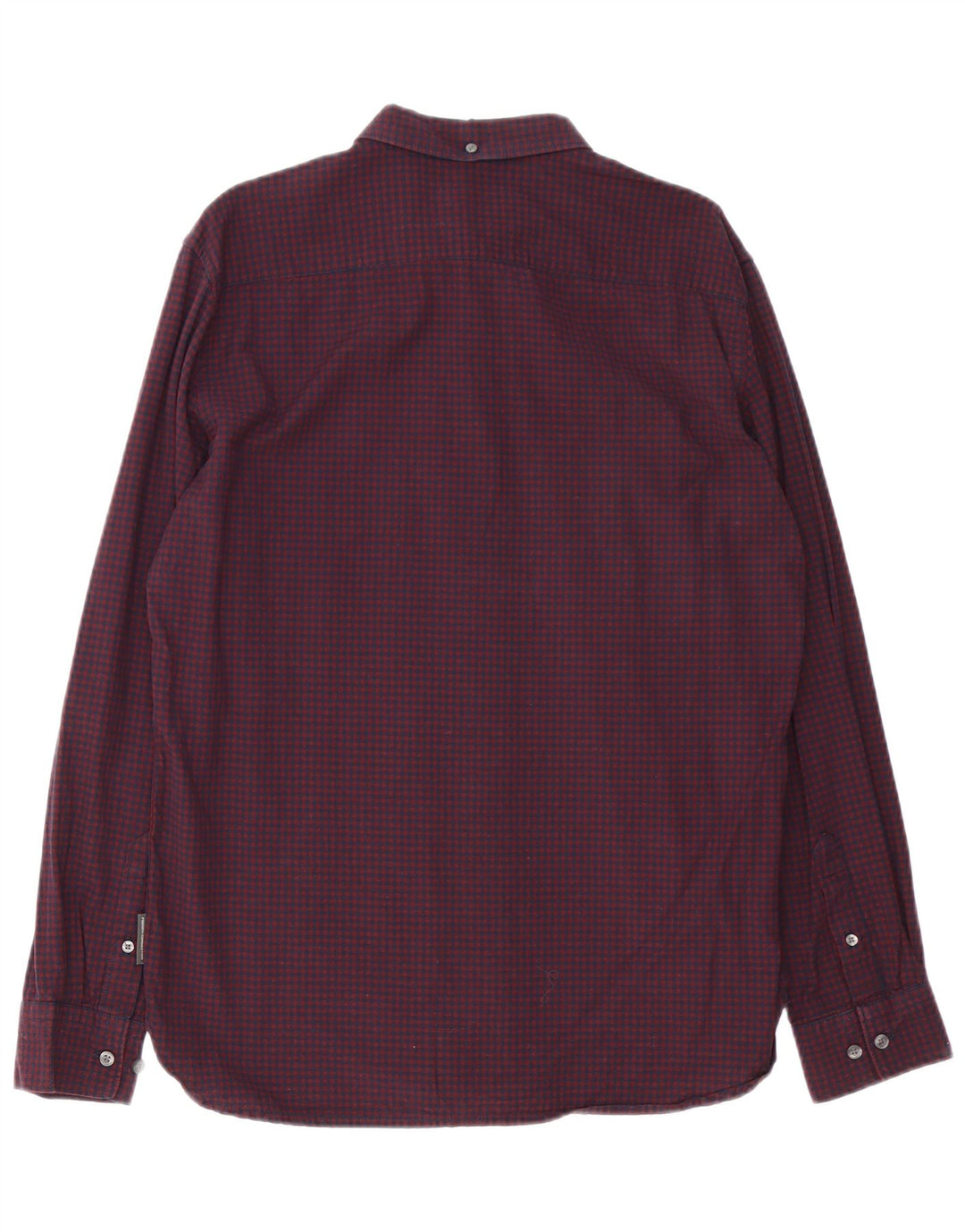 French Connection Herrenhemd aus Baumwolle, groß, Burgunderrot mit Gingham-Karomuster
