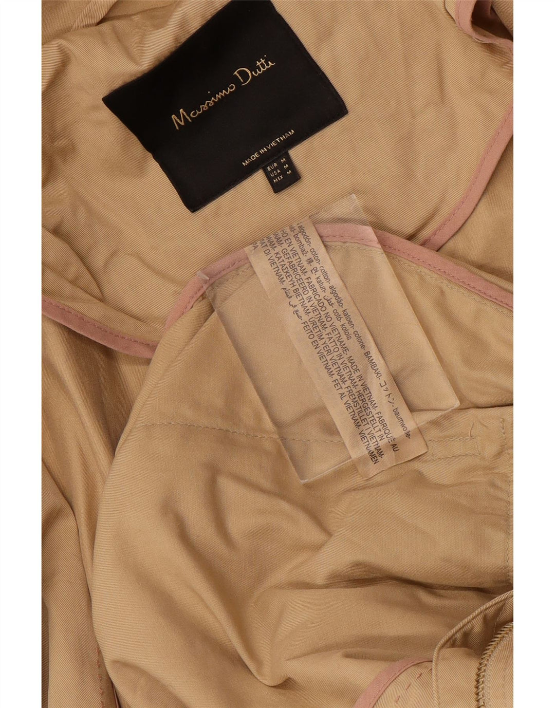 MASSIMO DUTTI Damen-Parkajacke mit Kapuze, UK 14, mittelbeige Baumwolle