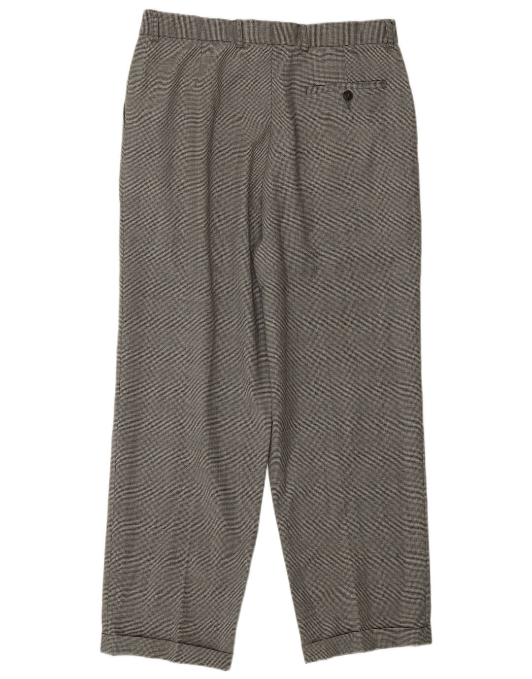 Marks & Spencer Herren-Freizeithose mit Pegged, W34, L31, schwarze Wolle mit Hahnentrittmuster