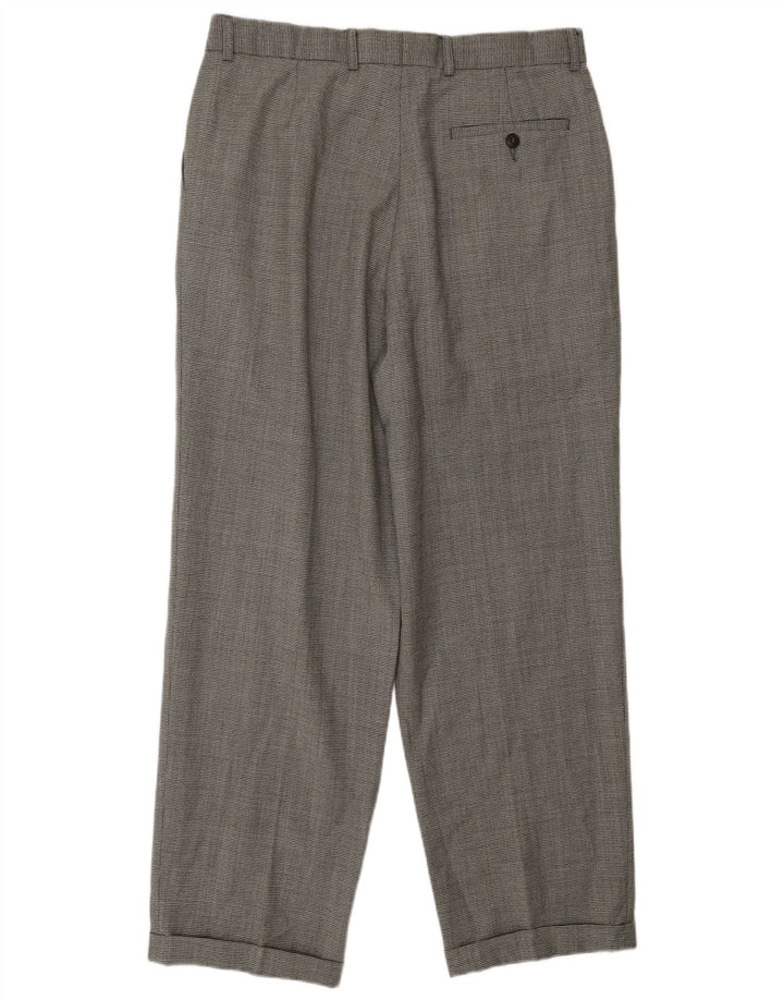 Marks & Spencer Herren-Freizeithose mit Pegged, W34, L31, schwarze Wolle mit Hahnentrittmuster