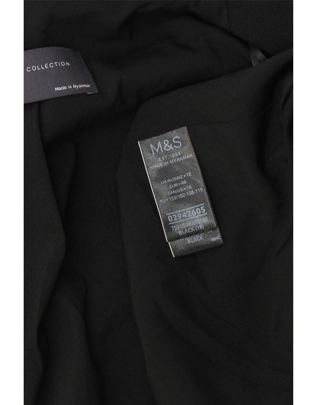 Marks & Spencer Damen-Blazer mit 3/4-Ärmeln, offen, Gr. 18, XL, Schwarz