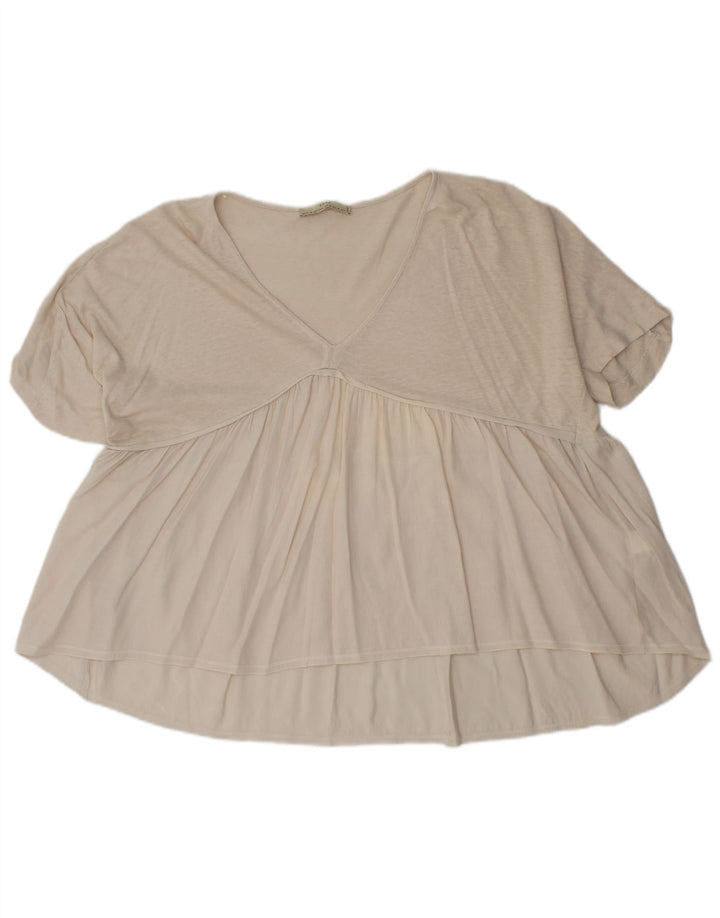 Zara Damen-Bluse mit lockerer Passform, UK-Gr. 14, mittelbeige Baumwolle