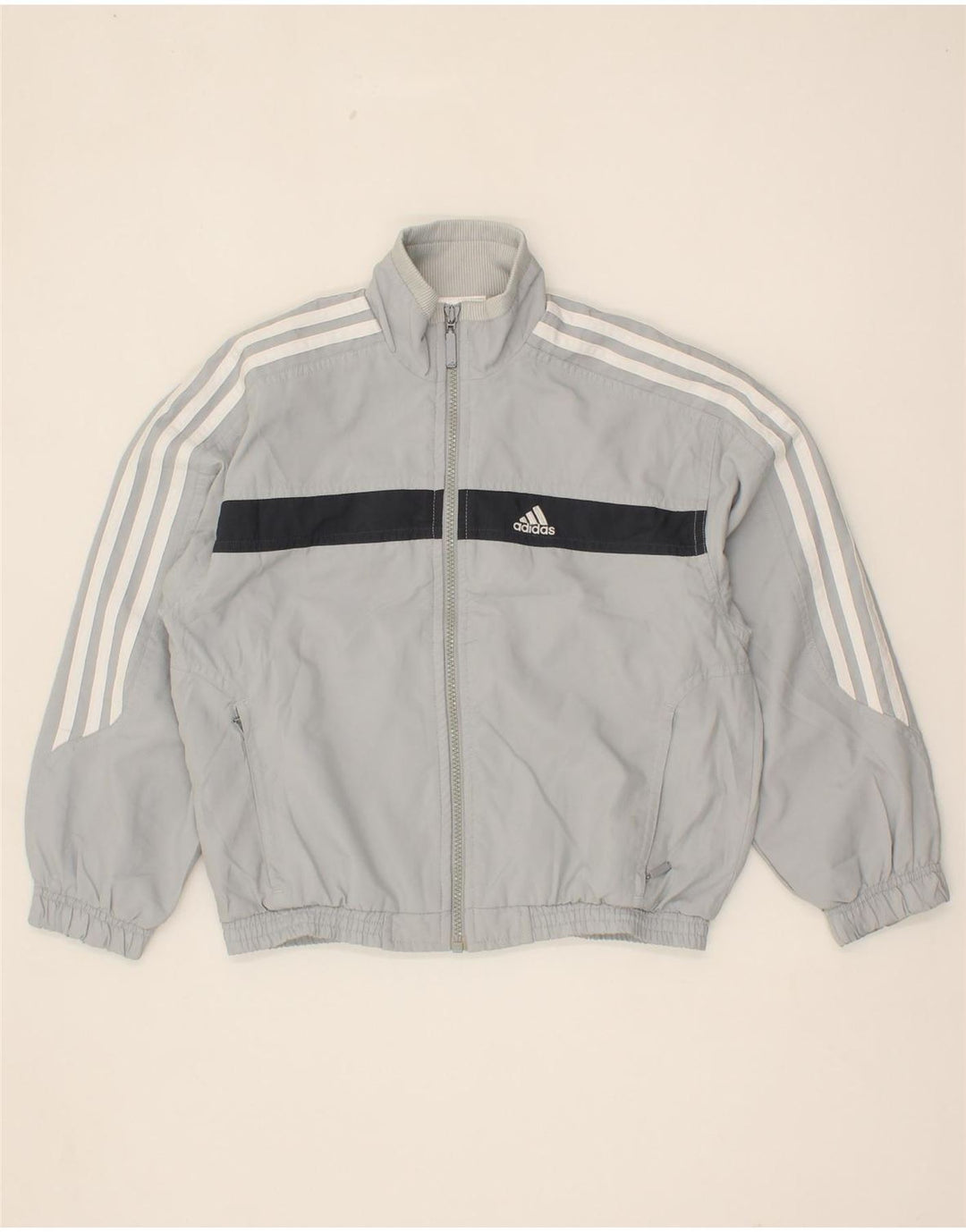 ADIDAS Boys Tracksuit Top Jacket 9-10 Years Grey Polyester Vintage Adidas and Second-Hand Adidas from Messina Hembry 