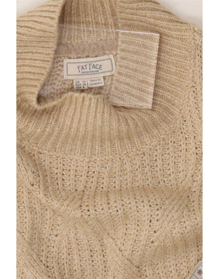 Fat Face Damen-Pullover mit Rollkragen, übergroß, Gr. 10, Größe S, Beige