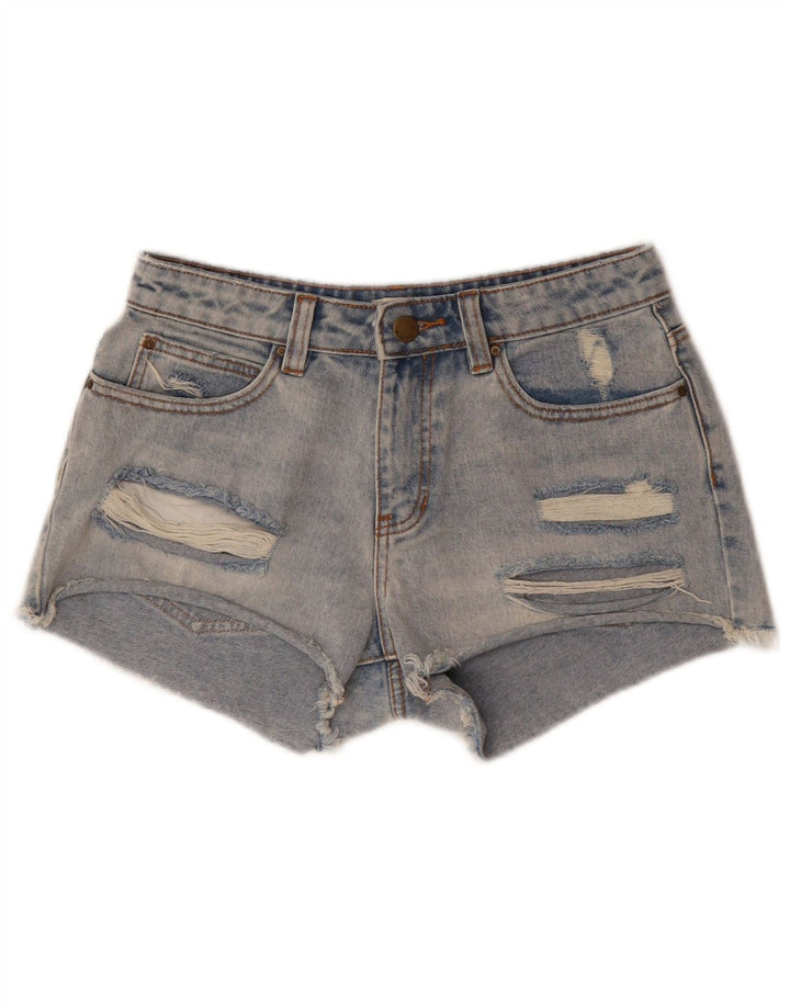 Billabong Damen Distressed Denim Shorts W26 Small Blaue Baumwolle
