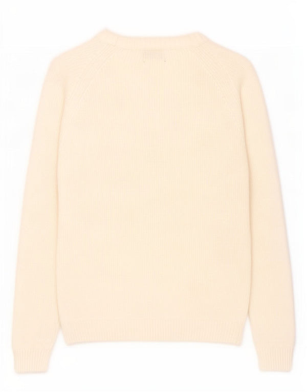 Zara Herren-Pullover mit U-Boot-Ausschnitt, XL, aus weißer Baumwolle