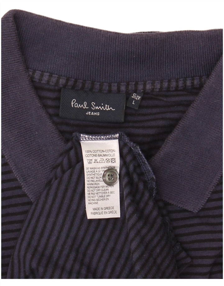 Paul Smith Herren-Poloshirt, groß, marineblau, gestreift, Baumwolle