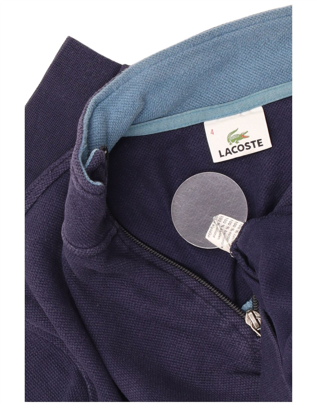 Lacoste Herren-Sweatshirt mit Reißverschluss am Hals, Größe 4, mittelgroß, marineblaue Baumwolle
