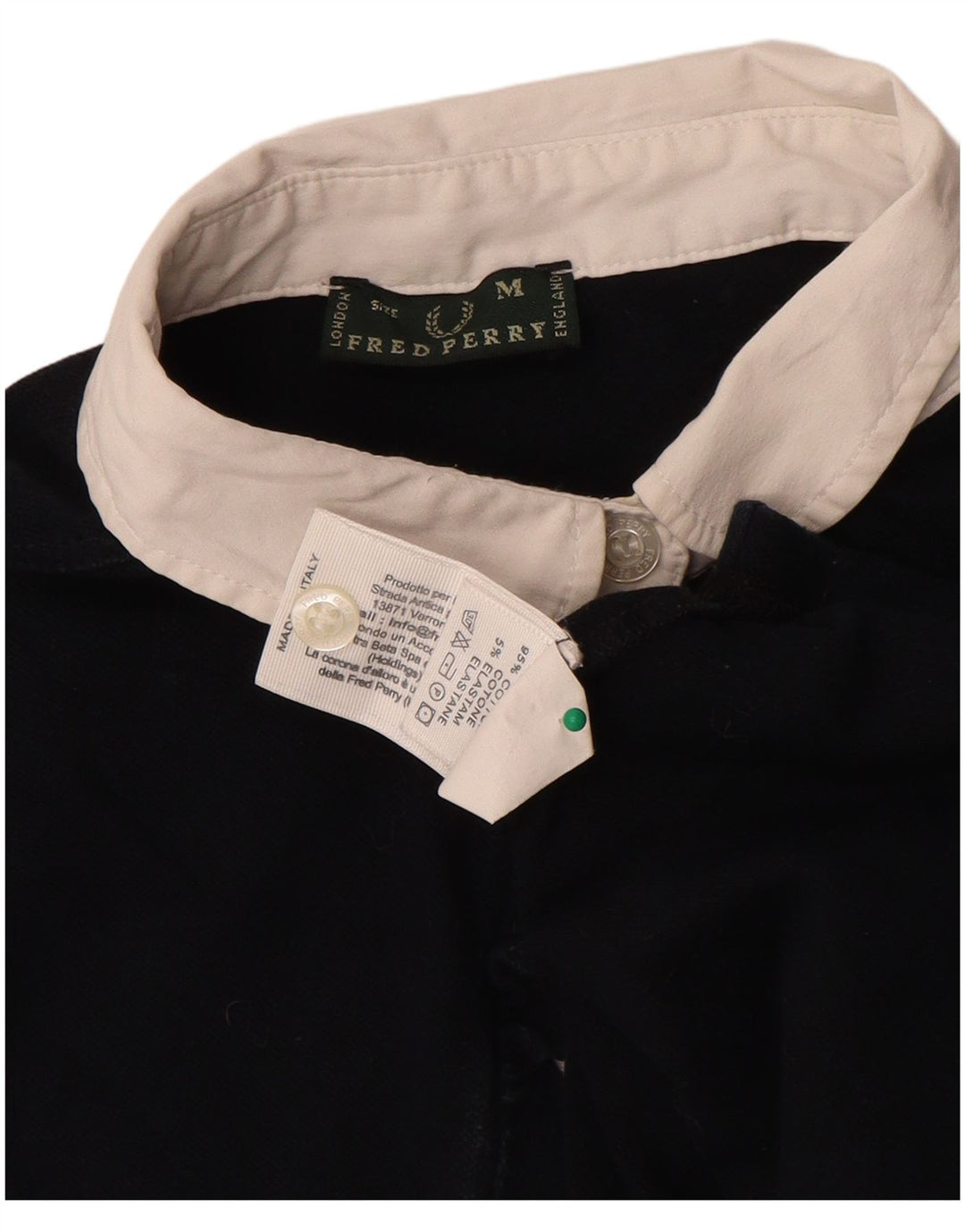 Fred Perry Damen Crop Rugby Poloshirt UK 12 Medium Marineblau Baumwolle