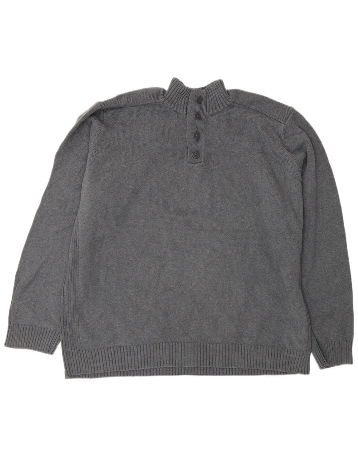 Marks & Spencer Herren Blauer Harbour-Pullover mit Knopfkragen, 2XL, Grau