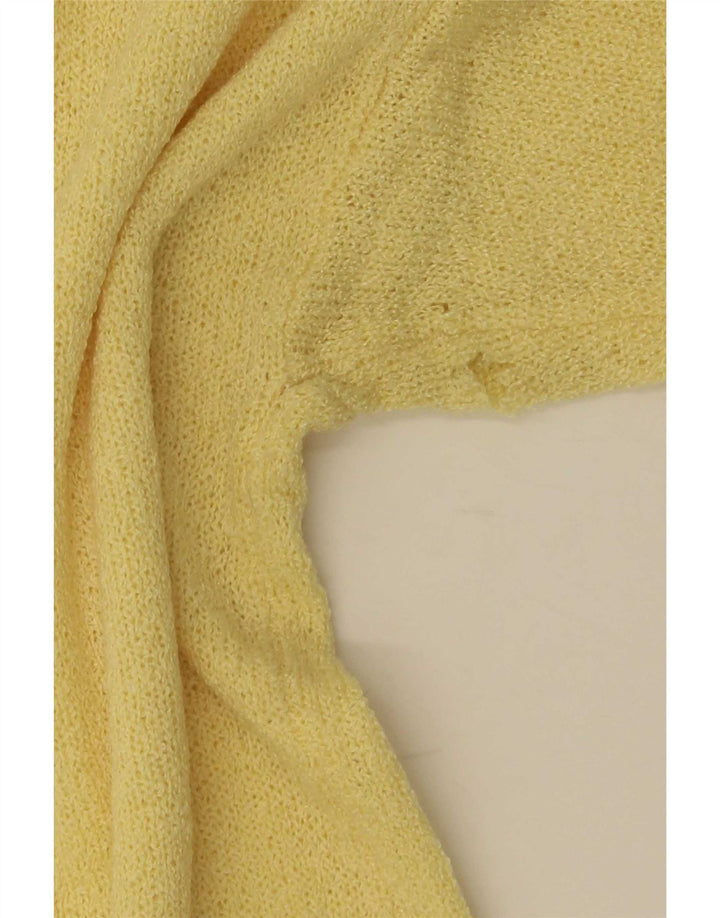 Euro Mode Damen-Pullover mit kurzen Ärmeln und Rundhalsausschnitt, Größe 44, Mittelgelb