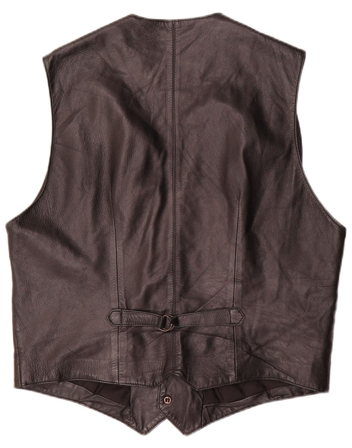 Vintage Herren Lederweste IT 52 Großes schwarzes Leder