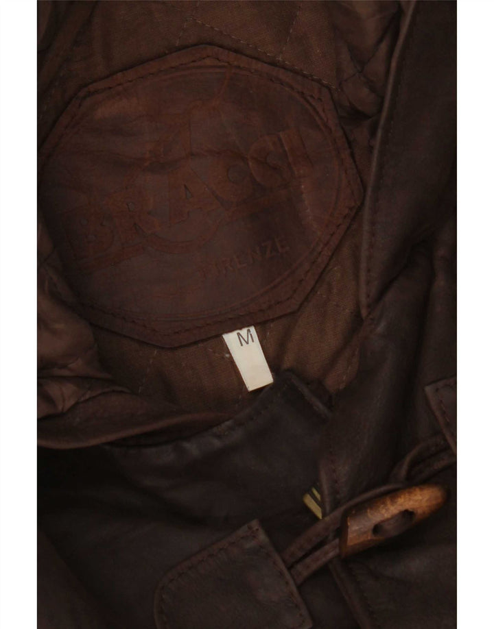 Bracci Herren-Lederjacke mit Kapuze, UK 38, Mittelbraun