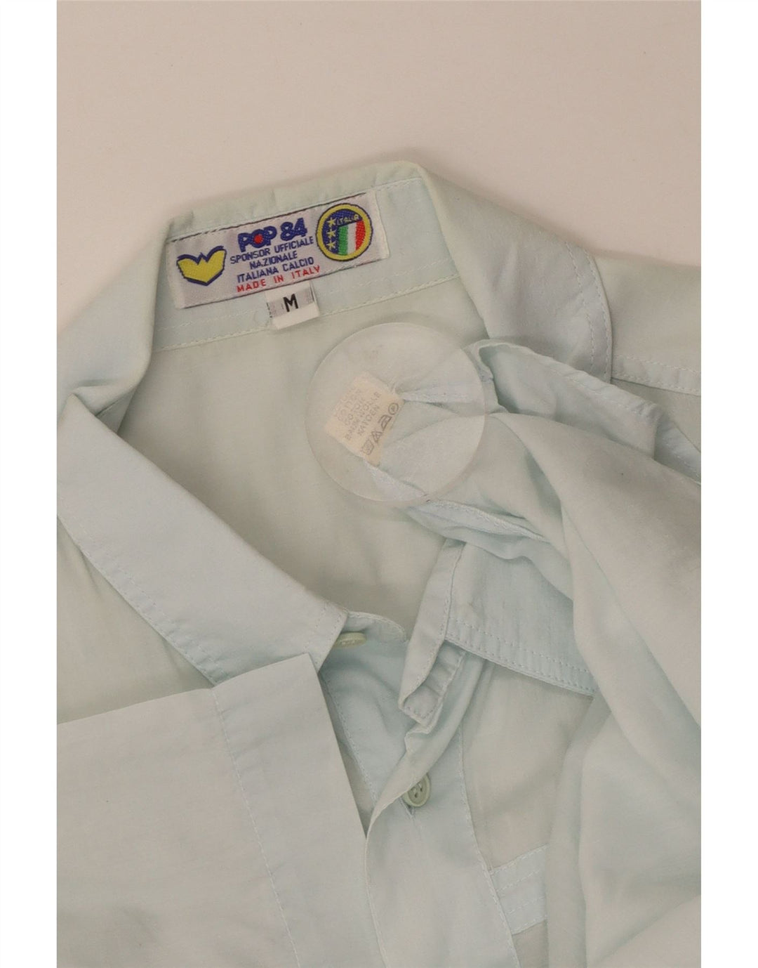POP 84 Herren-Kurzarmhemd aus mittelblauer Baumwolle
