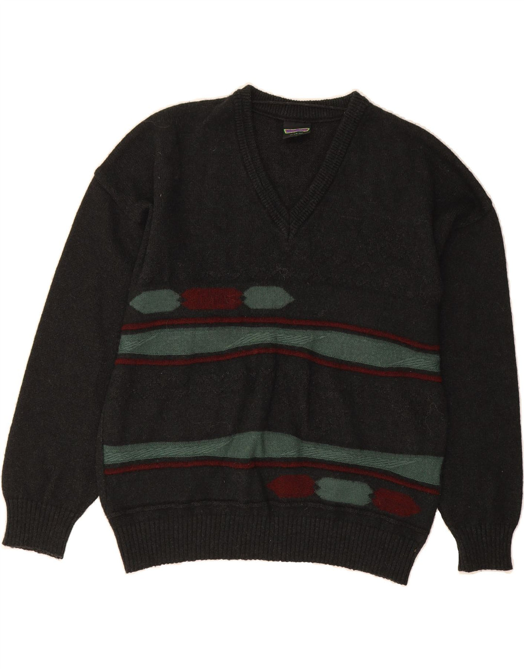 WESTBURY Mens V-Neck Jumper Sweater IT 48/50 Medium Grey Striped Wool Vintage WESTBURY and Second-Hand WESTBURY from Messina Hembry 