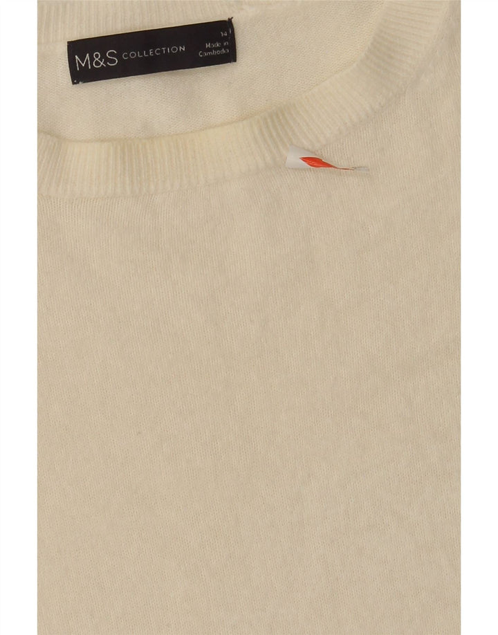 Marks & Spencer Damen-Pullover mit Rundhalsausschnitt, Gr. 14, Mittel, gebrochenes Weiß