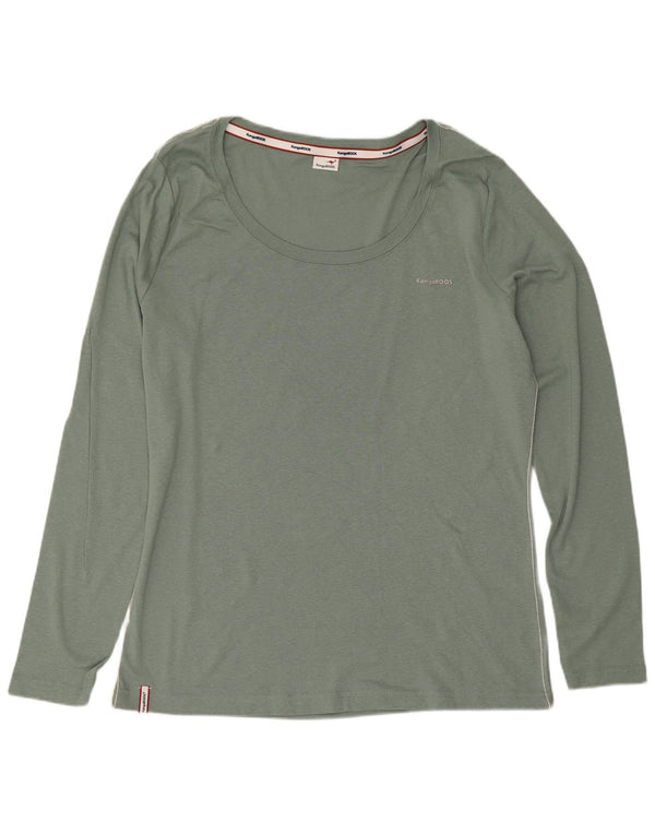 Kangaroos Damen Top Langarm UK 18/20 XL Grüne Baumwolle