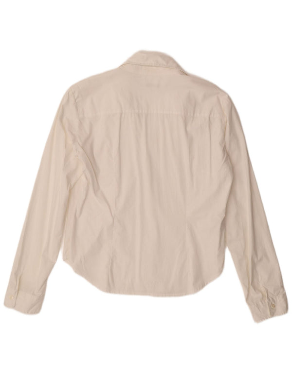 BENETTON Damen Pullover-Hemd UK 16 Large Weiße Baumwolle