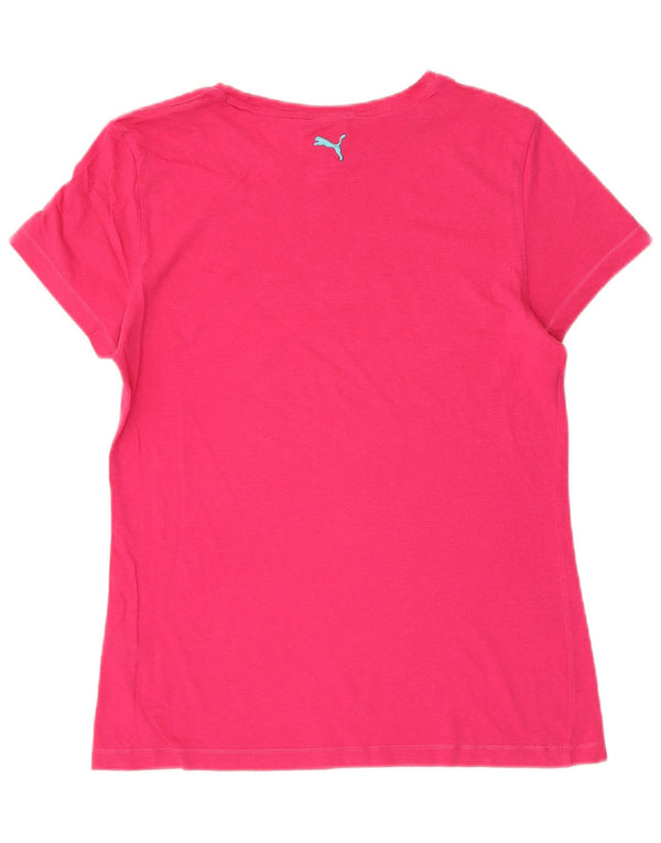 Puma Damen Grafik T-Shirt Top UK 12 Mittelrosa Baumwolle
