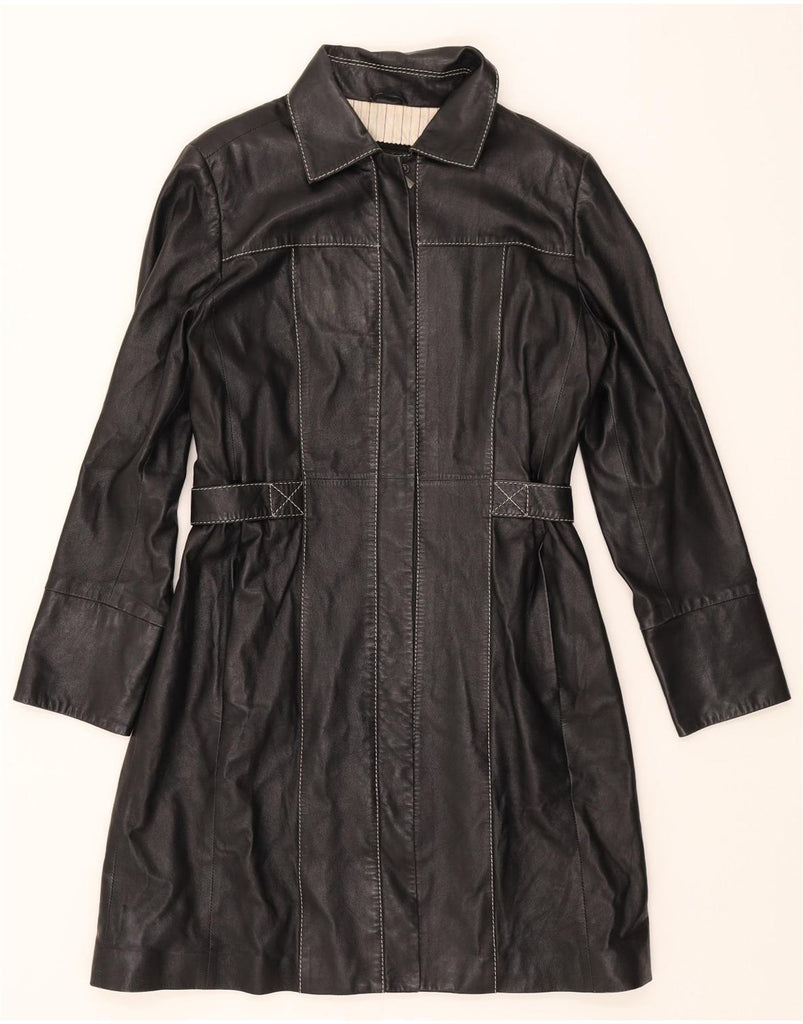 CARLO COLUCCI Womens Leather Coat IT 42 Medium Black Leather Vintage Carlo Colucci and Second-Hand Carlo Colucci from Messina Hembry 