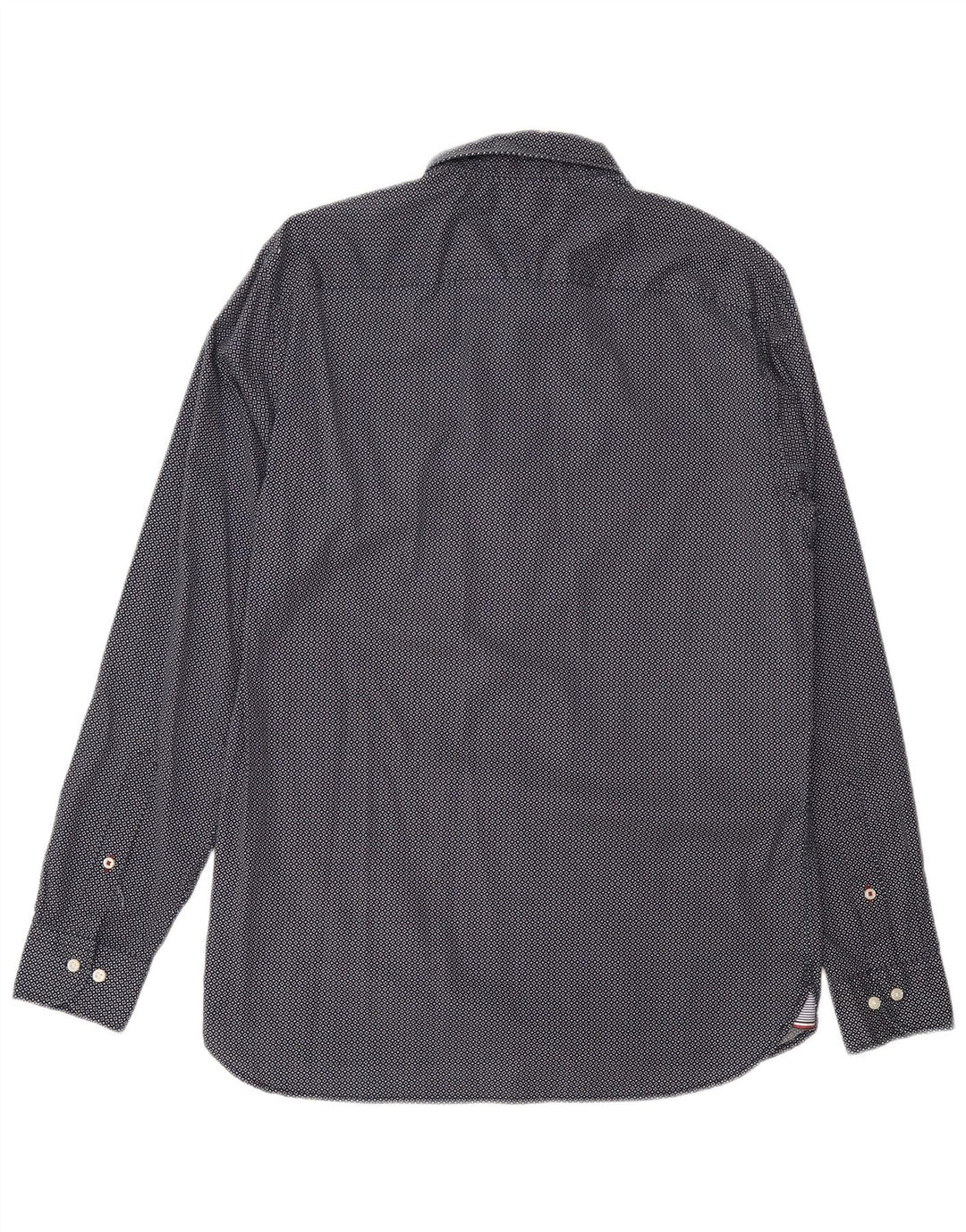 Tommy Hilfiger Herren-Hemd mit normaler Passform, mittelmarineblau gepunktete Baumwolle