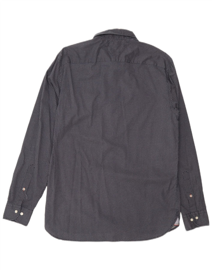 Tommy Hilfiger Herren-Hemd mit normaler Passform, mittelmarineblau gepunktete Baumwolle