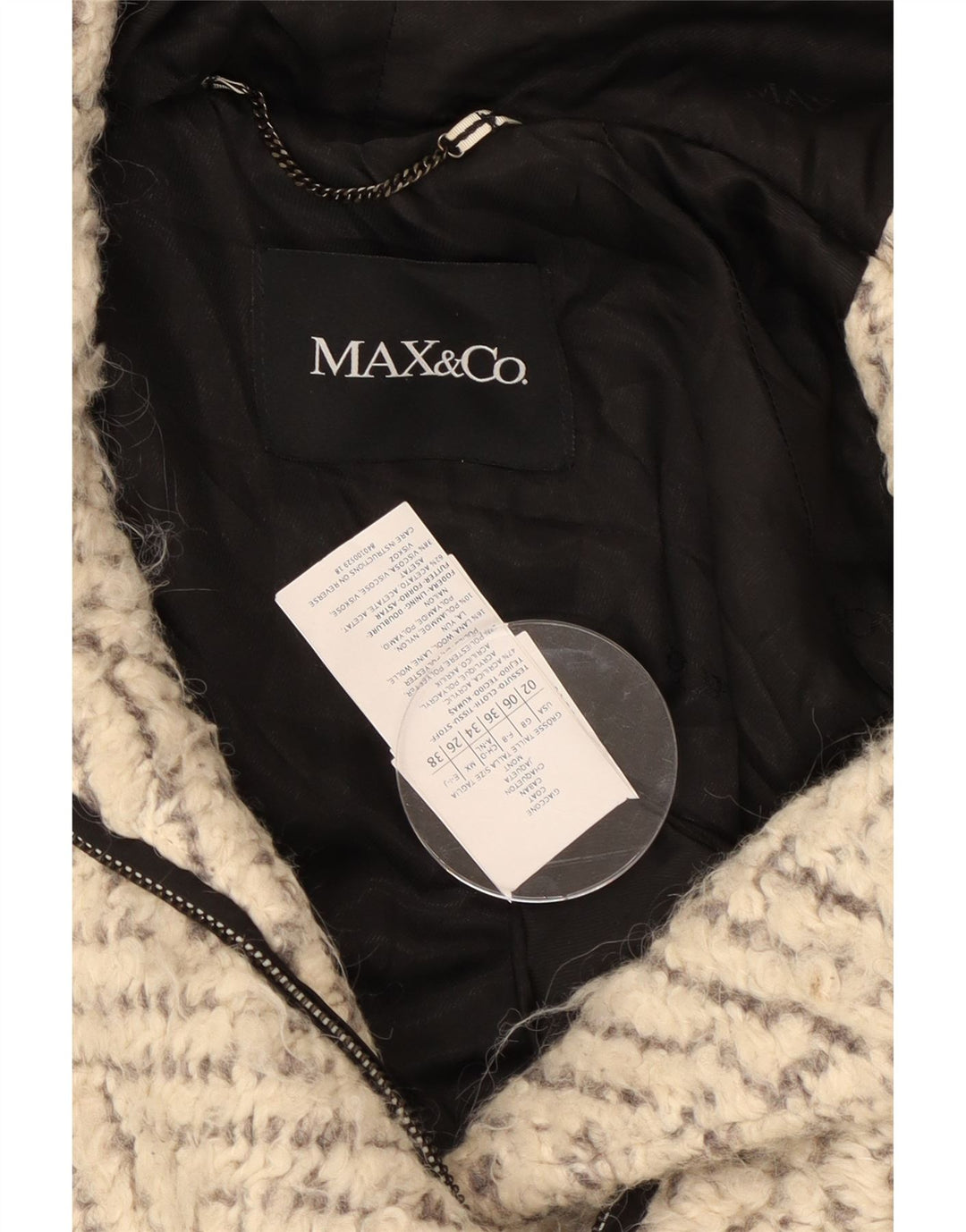 Max & Co. Damen-Übergroßer Mantel mit Kapuze, UK 6, XS, gebrochenes Weiß, Chevron