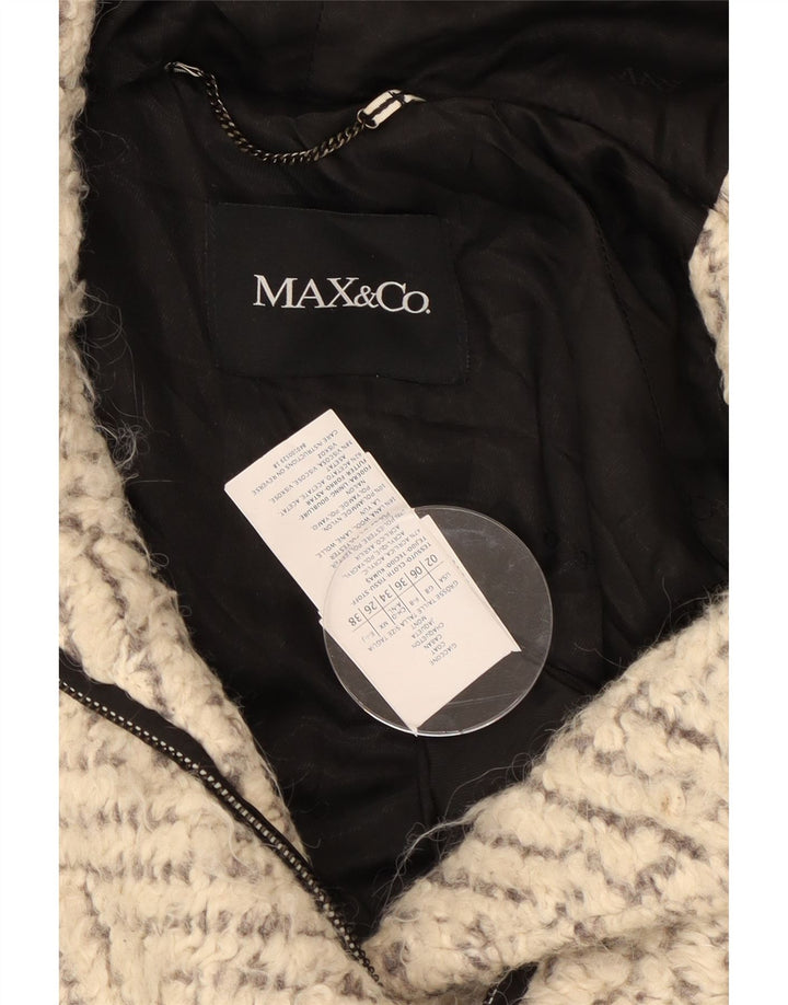 Max & Co. Damen-Übergroßer Mantel mit Kapuze, UK 6, XS, gebrochenes Weiß, Chevron
