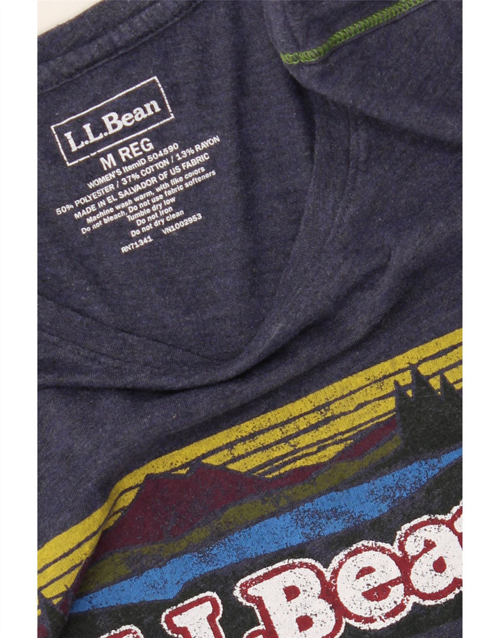 L.L.BEAN Womens Graphic T-Shirt Top UK 14 Medium Blue Polyester Vintage L.L.Bean and Second-Hand L.L.Bean from Messina Hembry 