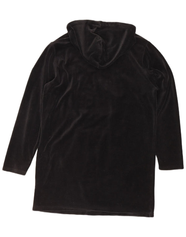 Fila Womens Graphic Velvet Hoodie Dresses UK 14 Mittelschwarze Baumwolle