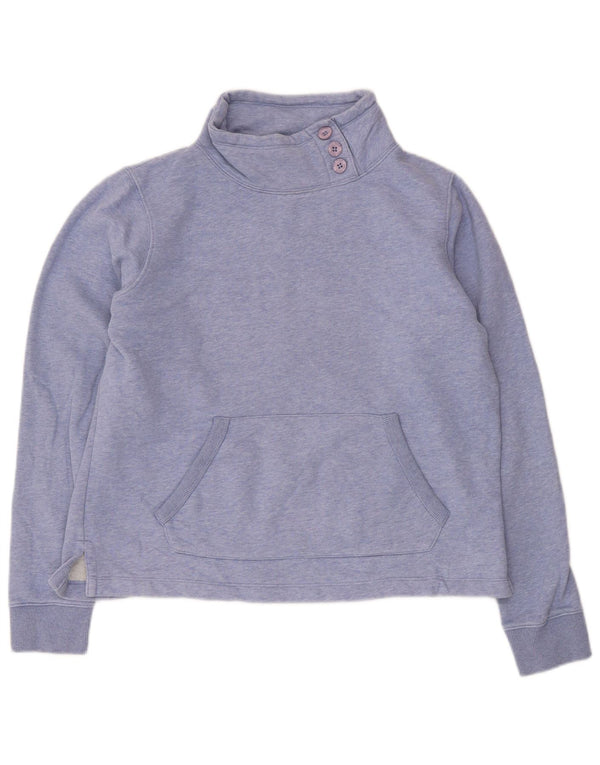 Fat Face Damen-Sweatshirt mit Knopfkragen, Größe UK 12, mittelblau, Baumwolle