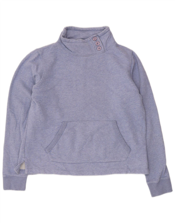 Fat Face Damen-Sweatshirt mit Knopfkragen, Größe UK 12, mittelblau, Baumwolle