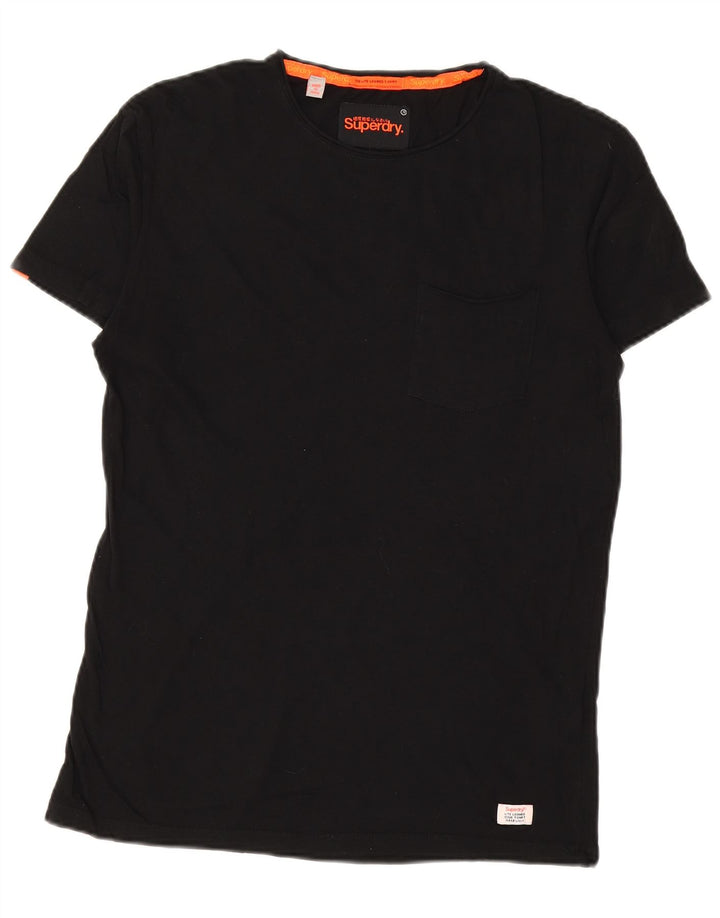 SUPERDRY Herren T-Shirt-Oberteil aus mittelschwarzer Baumwolle