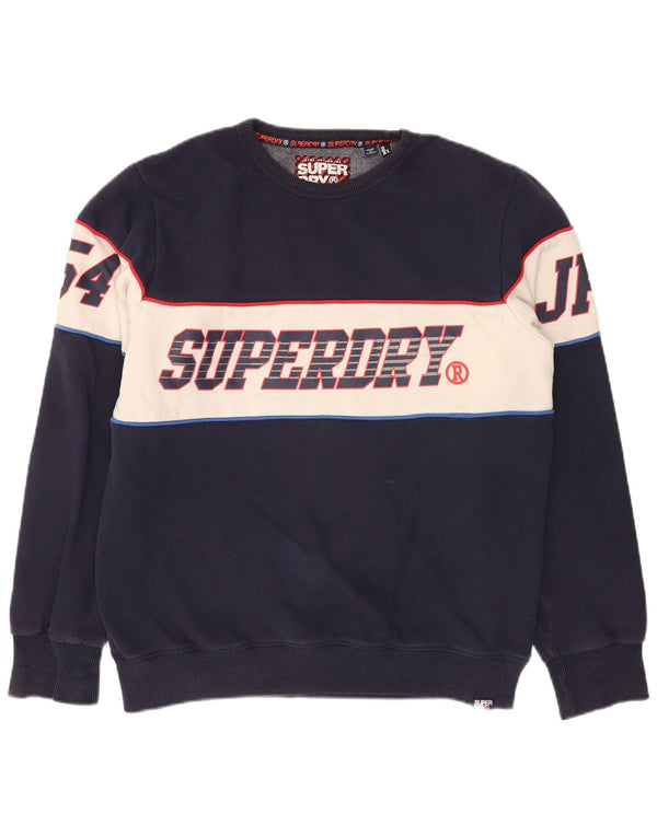 Superdry Herren-Sweatshirt mit Grafik, 2XL, Marineblau, Farbblock-Baumwolle