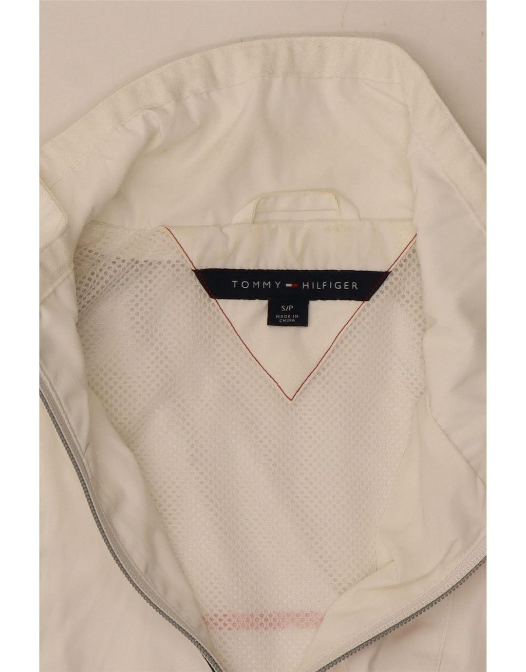 TOMMY HILFIGER Damen Grafik-Trainingsanzug-Oberteiljacke UK 10 Small Weiß