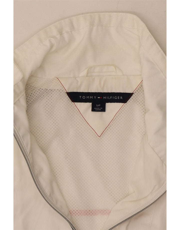 TOMMY HILFIGER Damen Grafik-Trainingsanzug-Oberteiljacke UK 10 Small Weiß