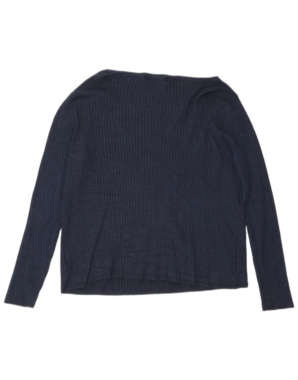 Marks & Spencer Damen Top Langarm UK 24 4XL Marineblau Viskose