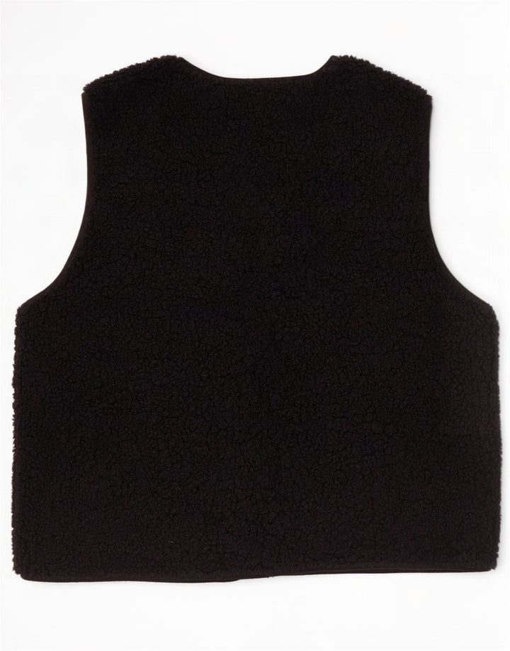 Zara Damen-Oversize-Fleeceweste, UK 10, Small, Schwarz, Polyester