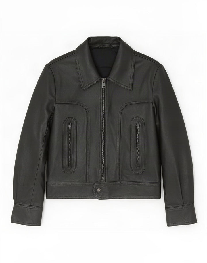 Vintage Damen Lederjacke UK 10 Small Schwarz