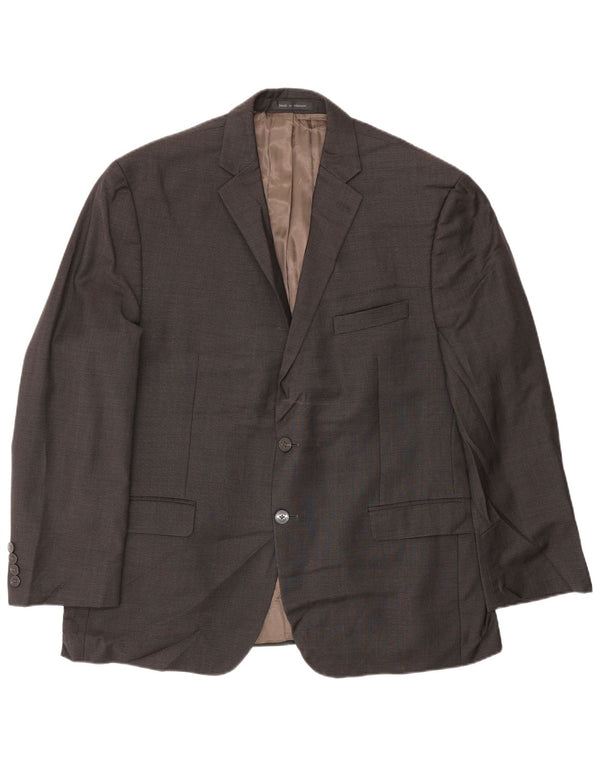 Calvin Klein Mens 2 Button Blazer Jacket UK 44 2XL Brown Houndstooth Wool