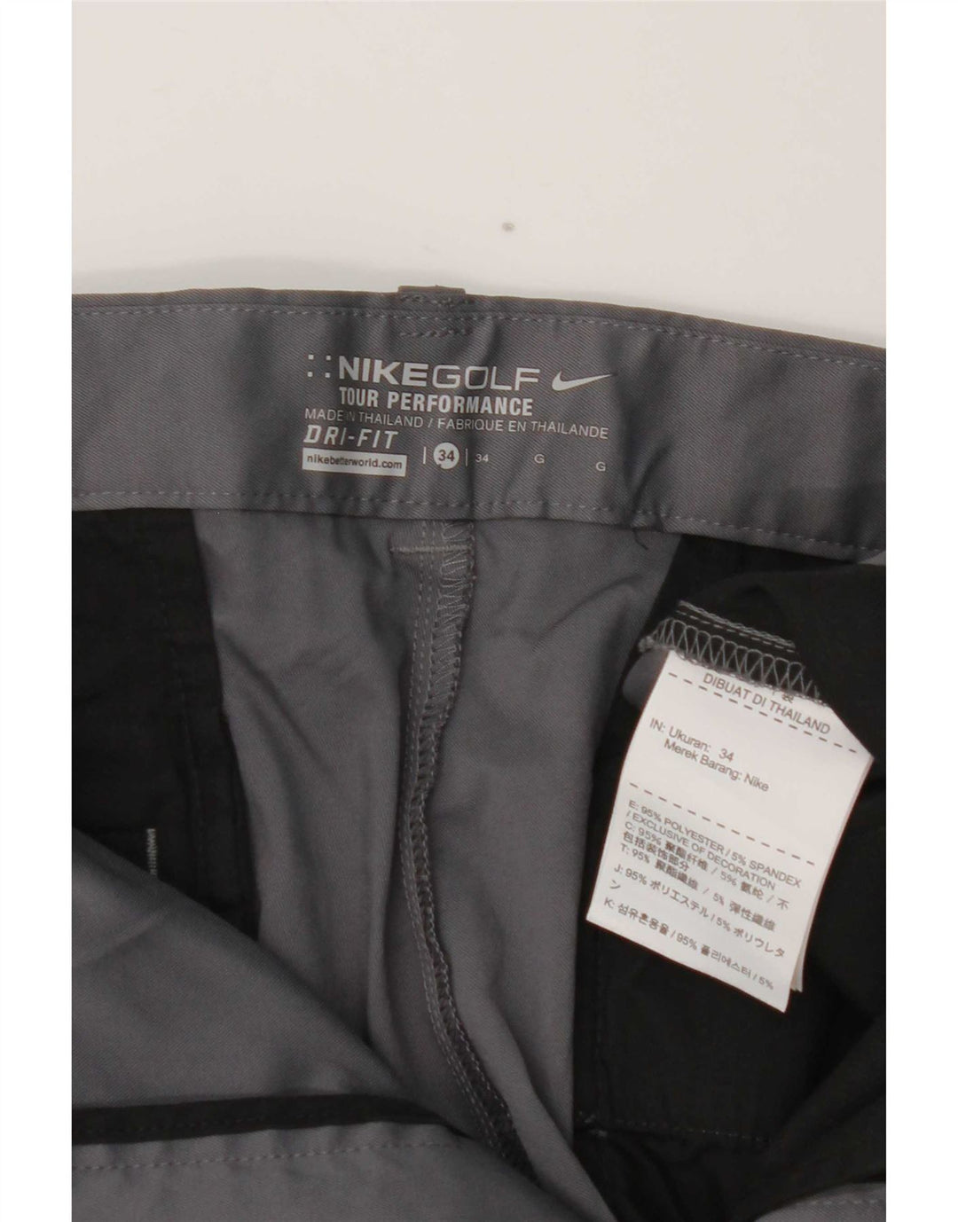 Nike Herren Dri Fit Chino Shorts W34 Large Grau Polyester