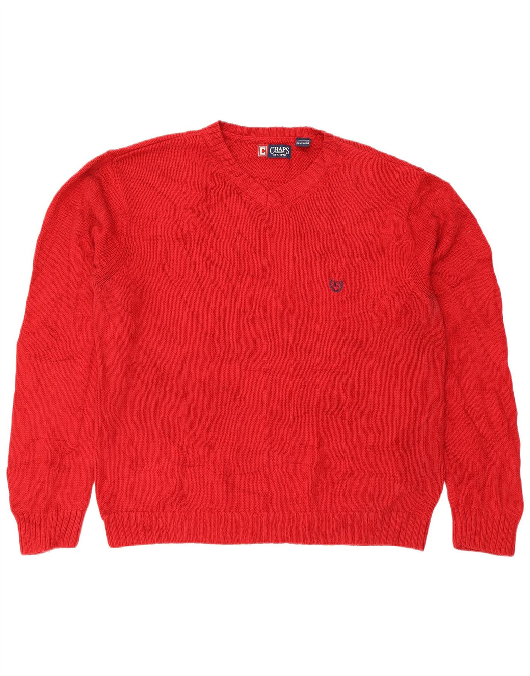 Chaps Herren-Pullover mit V-Ausschnitt, reguläre Passform, XL, rote Baumwolle