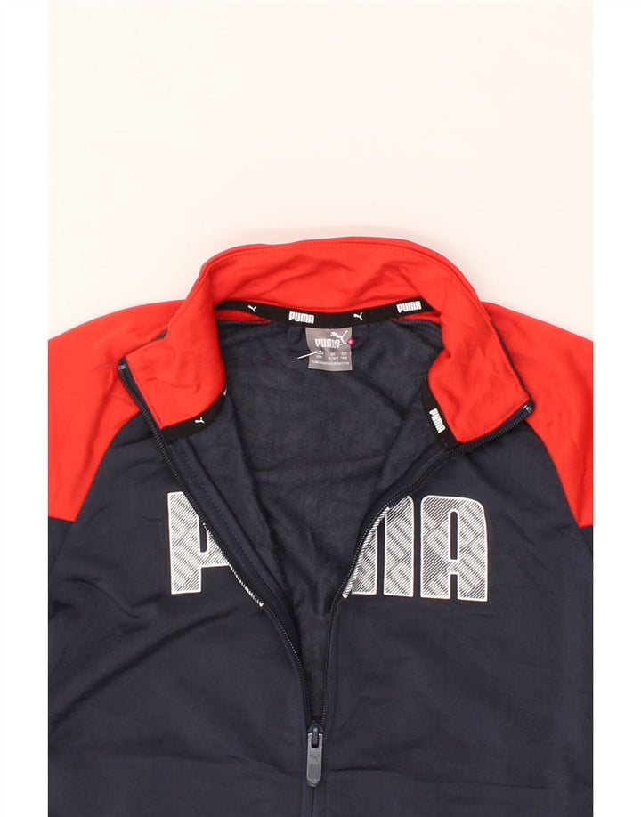 PUMA Boys Tracksuit Top Jacket 9-10 Years Medium  Navy Blue Colourblock Vintage Puma and Second-Hand Puma from Messina Hembry 