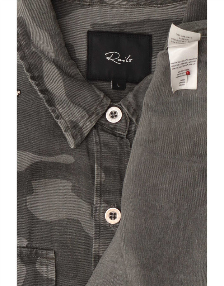 Rails Damen-Jeanshemd, großes graues Camouflage-Lyocell