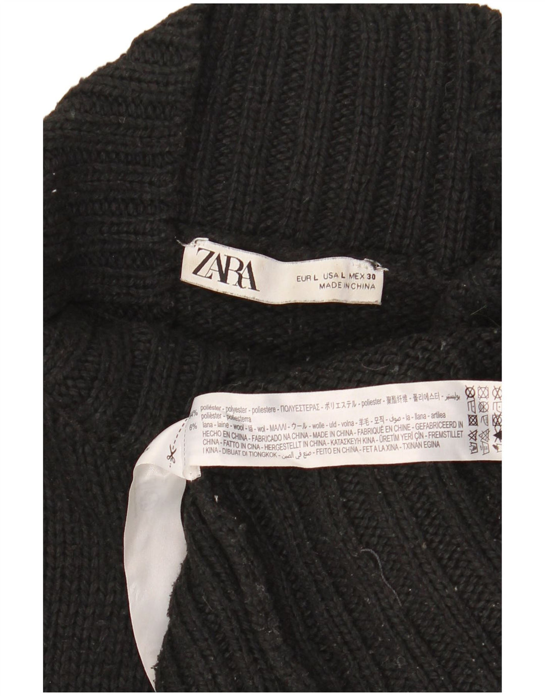 Zara Damen-Pullover mit Rollkragen, übergroß, Größe 40, Schwarz